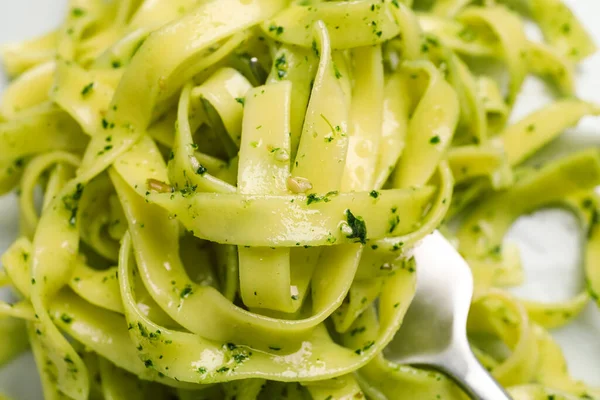 Tasty Pasta Pesto Sauce Closeup — Stock Photo, Image