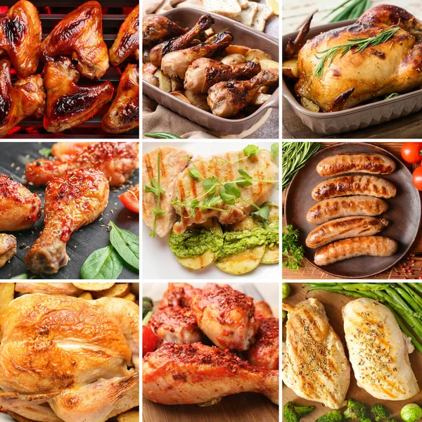 Set of tasty chicken dishes