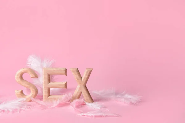 Word Sex Feathers Color Background — Stock Photo, Image