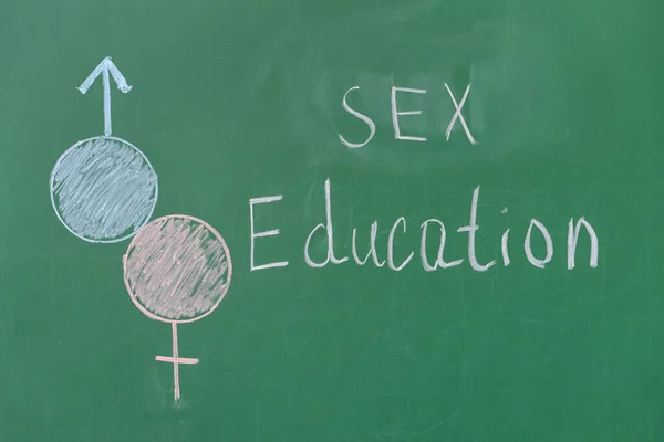 Жіночі Чоловічі Символи Намальовані Письмовим Текстом Sex Education Дошці Секс — стокове фото