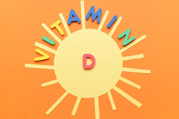 Text Vitamin Sun Color Background — Stock Photo, Image