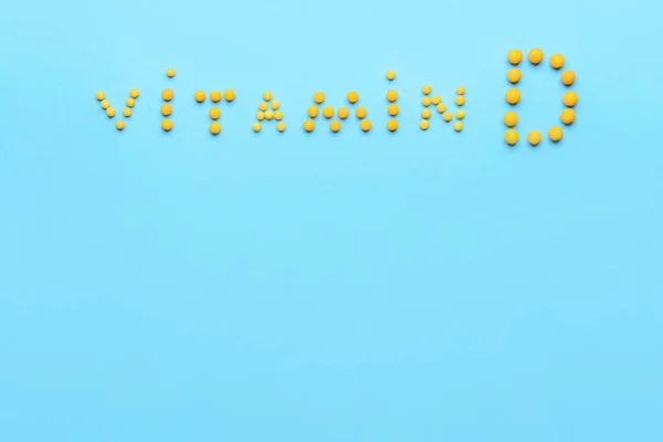 Tekst Vitamin Lavet Piller Farve Baggrund - Stock-foto