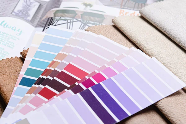 Paint Color Palettes Fabric Samples Closeup — Stock Photo, Image