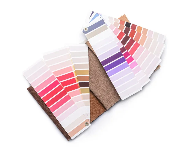 Paint Color Palettes Fabric Samples White Background — Stock Photo, Image