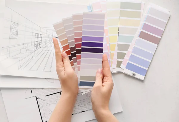 Woman Paint Color Palettes White Background — Stock Photo, Image