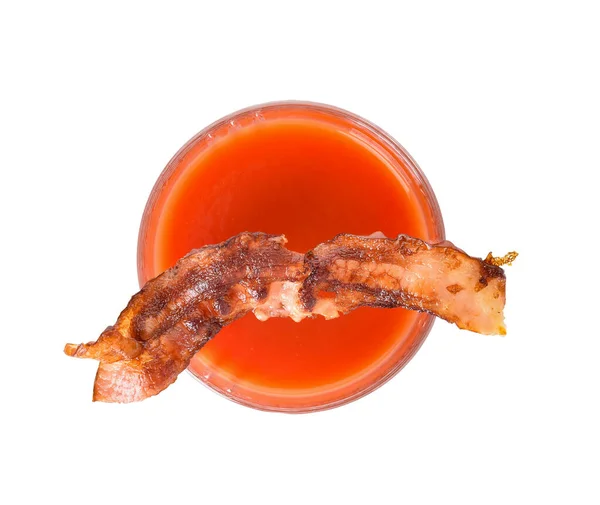 Glass Bloody Mary Cocktail Garnished Bacon White Background — Stock Photo, Image