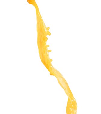 Beyaz arka planda taze portakal suyu damlası