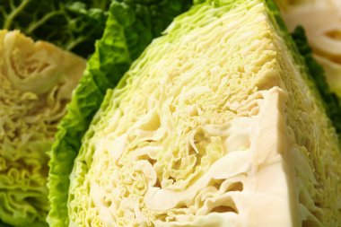 Arka plan olarak taze savoy lahanası, yakın plan