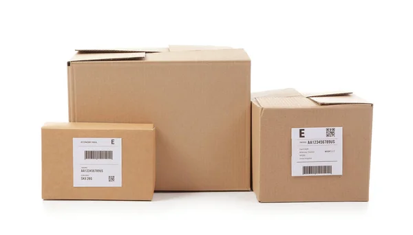 Different Parcels White Background — Stock Photo, Image