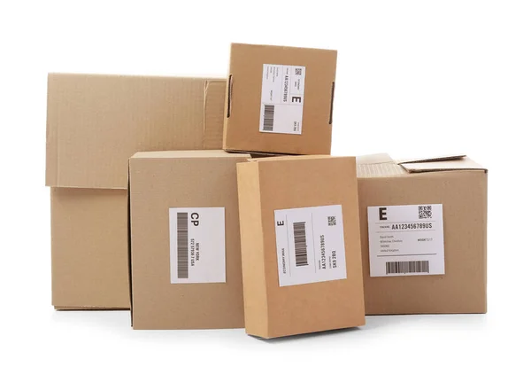 Different Parcels White Background — Stock Photo, Image