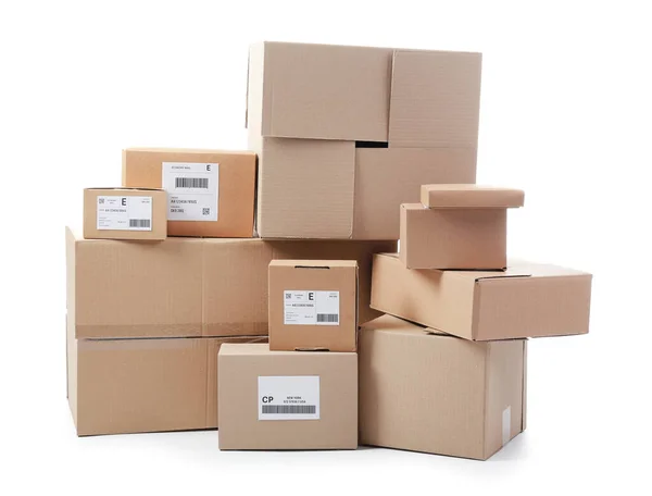 Different Parcels White Background — Stock Photo, Image