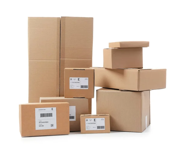 Different Parcels White Background — Stock Photo, Image