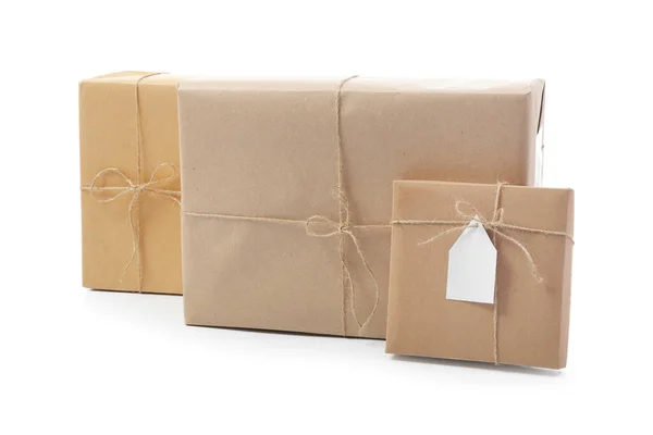 Different Parcels White Background — Stock Photo, Image