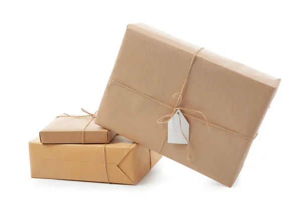 Different Parcels White Background — Stock Photo, Image