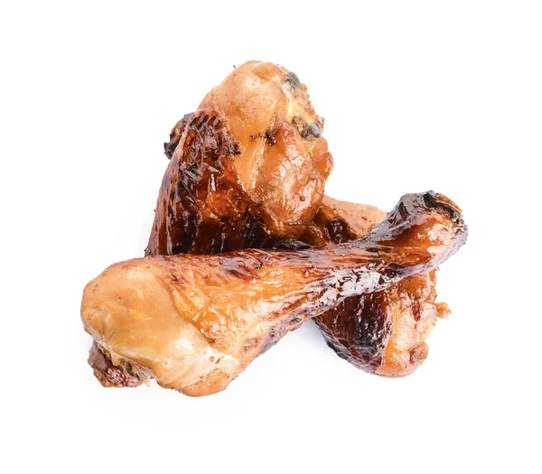 Rostade Kyckling Ben Vit Bakgrund — Stockfoto
