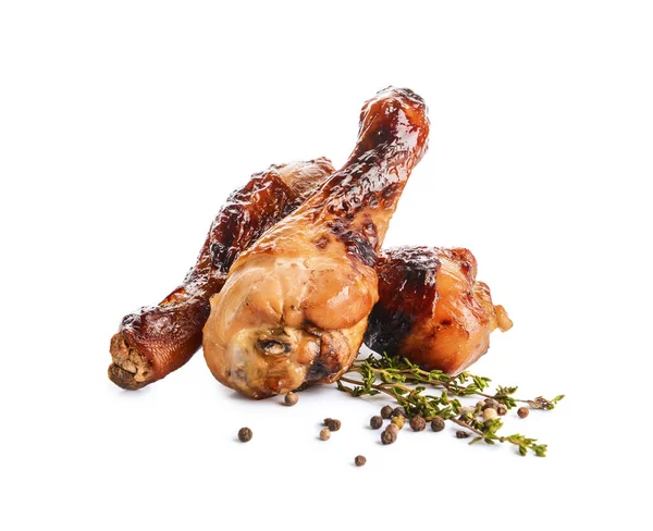 Roasted Chicken Legs White Background — Stock Photo, Image