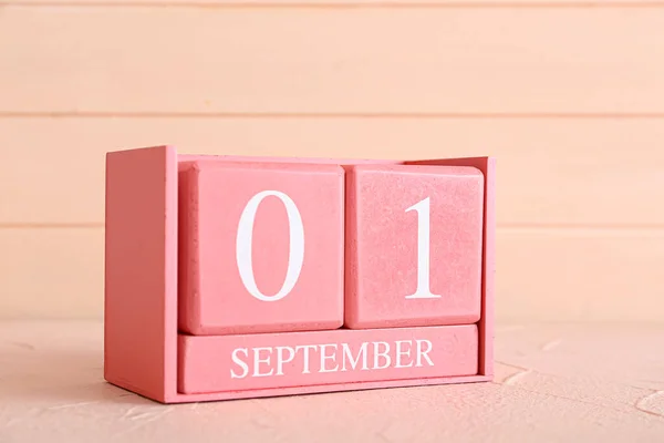 Calendario Cubo Con Data Settembre Sfondo Colori Primo Piano — Foto Stock