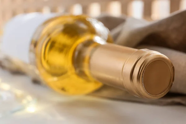 Bottle Exquisite Wine Light Table Room Closeup — Stock Photo, Image