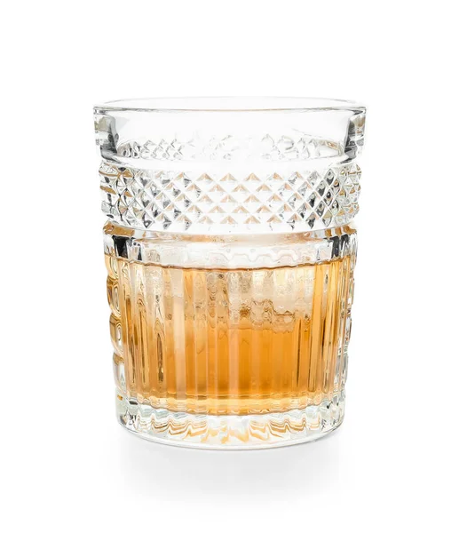 Glas Koude Whisky Witte Achtergrond — Stockfoto