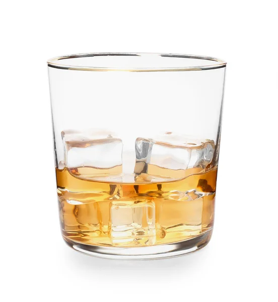 Szklanka Zimnej Whisky Białym Tle — Zdjęcie stockowe