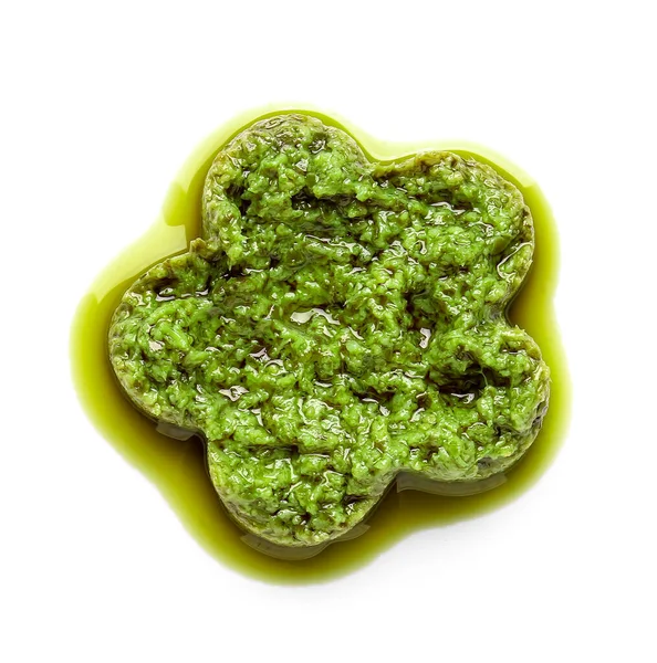 Flower Made Tasty Pesto Sauce White Background — Stock Photo, Image