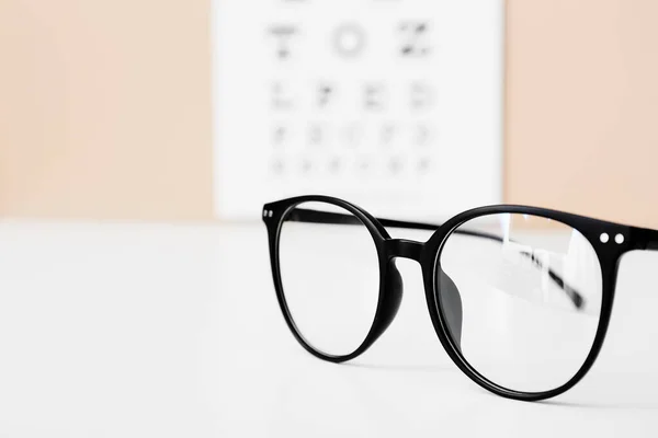 Stylish Eyeglasses Table Closeup — Stock Photo, Image