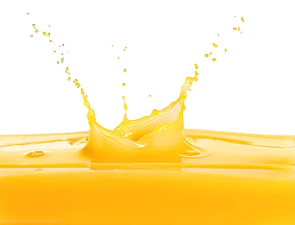 白の背景に新鮮なオレンジジュースのスプラッシュ — ストック写真