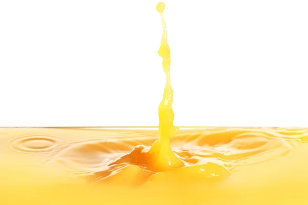 Spritzer Frischer Orangensaft Auf Weißem Hintergrund — Stockfoto