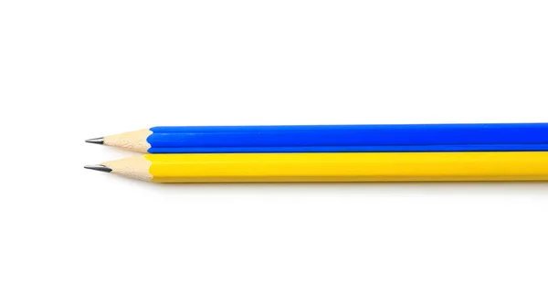 Crayons Aux Couleurs Drapeau Ukrainien Sur Fond Blanc — Photo