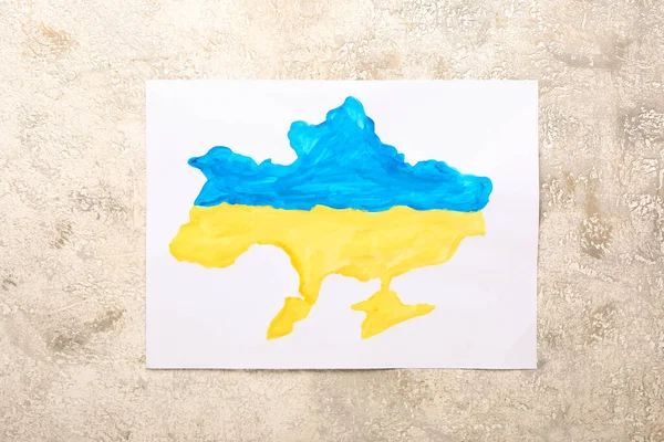 Paper Sheet Painting Ukrainian Flag Grunge Background — Stock Photo, Image