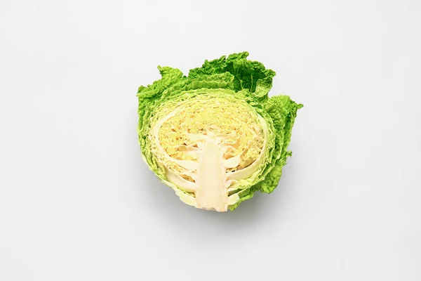 Half Fresh Savoy Cabbage White Background — Stock Photo, Image