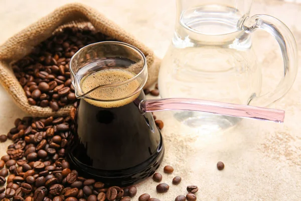トルコのコーヒーのセブと豆のグランジの背景 — ストック写真