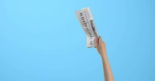 Hand Newspaper Color Background — Stock Video