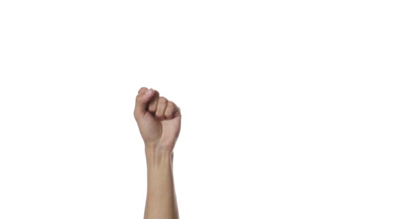 Hands Clenched Fists White Background — Vídeo de Stock