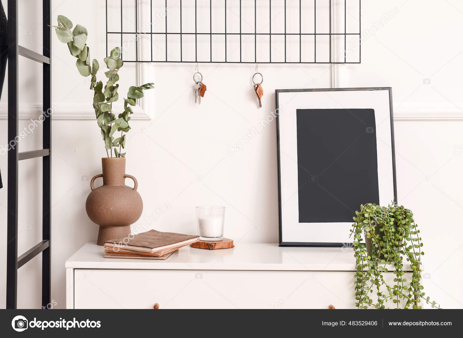 Interior Stylish Hallway Key Holder Stock Photo by ©serezniy 483529406