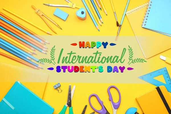 Beautiful Greeting Card World Students Day — Zdjęcie stockowe