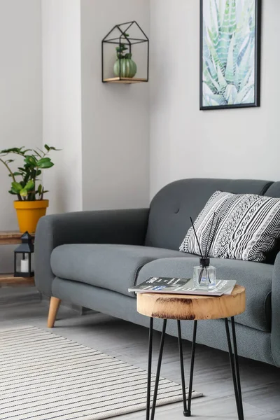 Interior Dari Ruang Tamu Bergaya Dengan Sofa Yang Nyaman — Stok Foto