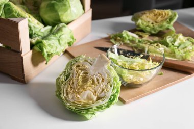 Fresh cabbage on light table