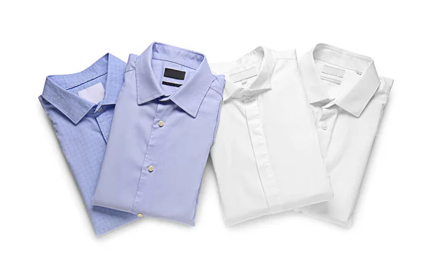 Camisas Masculinas Elegantes Fundo Branco — Fotografia de Stock