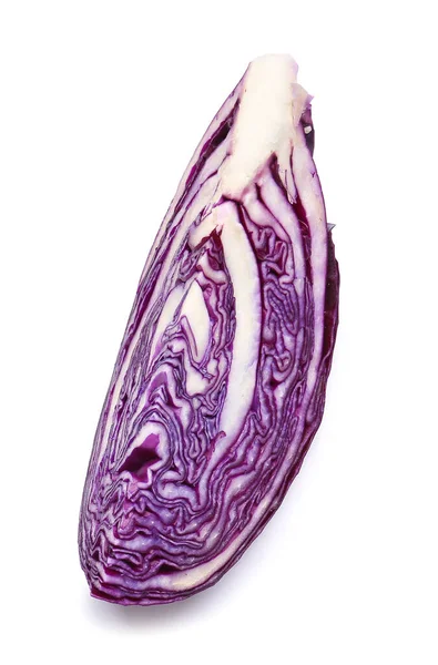 Шматок Свіжої Фіолетової Капусти Білому Тлі — стокове фото