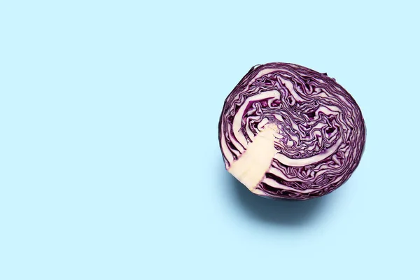 Half Fresh Purple Cabbage Color Background — Stock Photo, Image