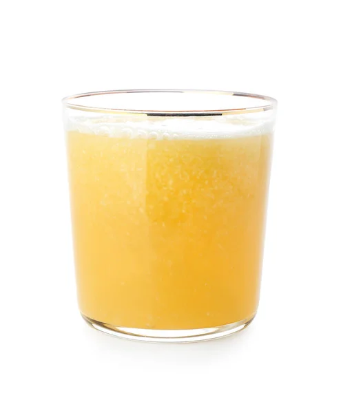 Bicchiere Gustoso Frullato Ananas Sfondo Bianco — Foto Stock