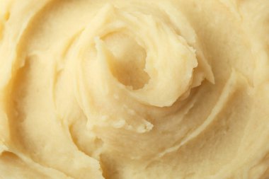 Arka planda patates püresi, yakın plan.