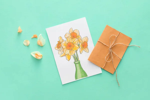 Beautiful Greeting Card Envelope Color Background — Stock Photo, Image