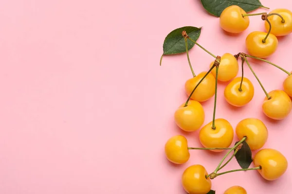 Tasty Sweet Cherries Color Background — Stock Photo, Image