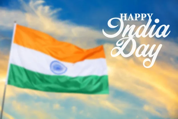 Εθνική Σημαία Της Ινδίας Εξωτερικούς Χώρους Ημέρα Ανεξαρτησίας — Φωτογραφία Αρχείου