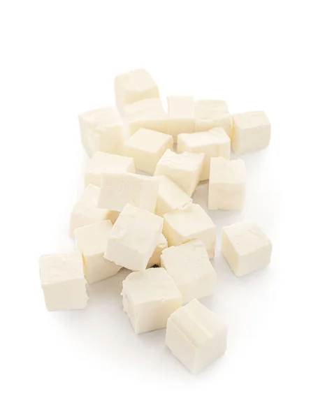 Beyaz Arka Planda Lezzetli Peynir Parçaları — Stok fotoğraf