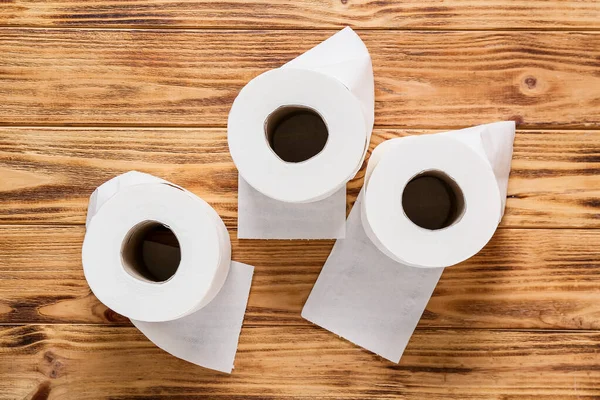 Rolls Toilet Paper Wooden Background — Stock Photo, Image