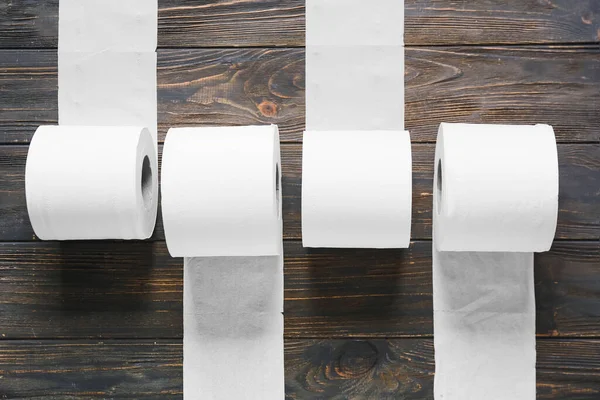 Rolls Toilet Paper Dark Wooden Background — Stock Photo, Image