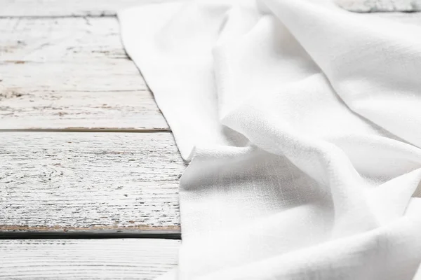 Fabric Napkin Light Wooden Background Closeup — Stock Photo, Image